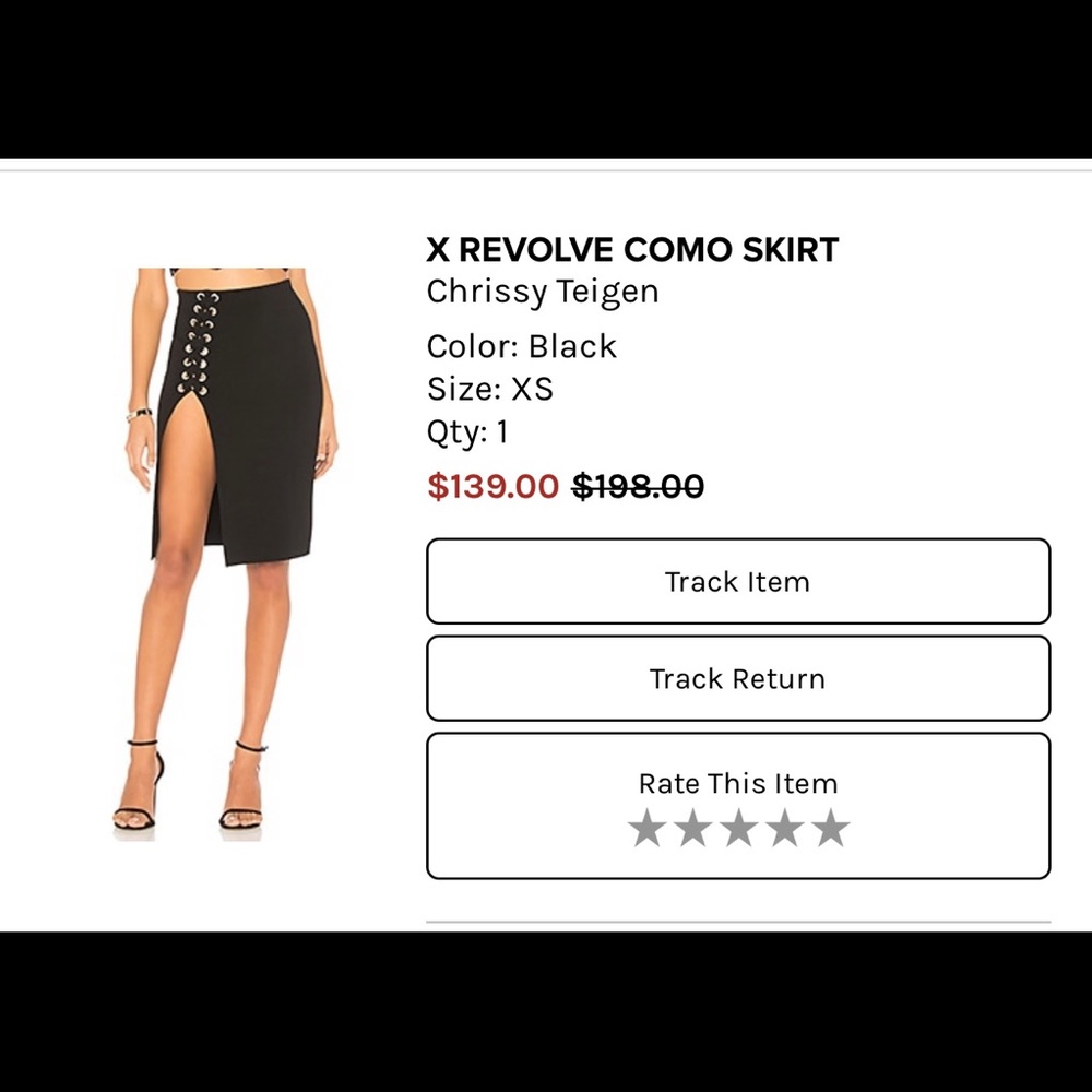 Chrissy Teagan black skirt with lace up detail. XS